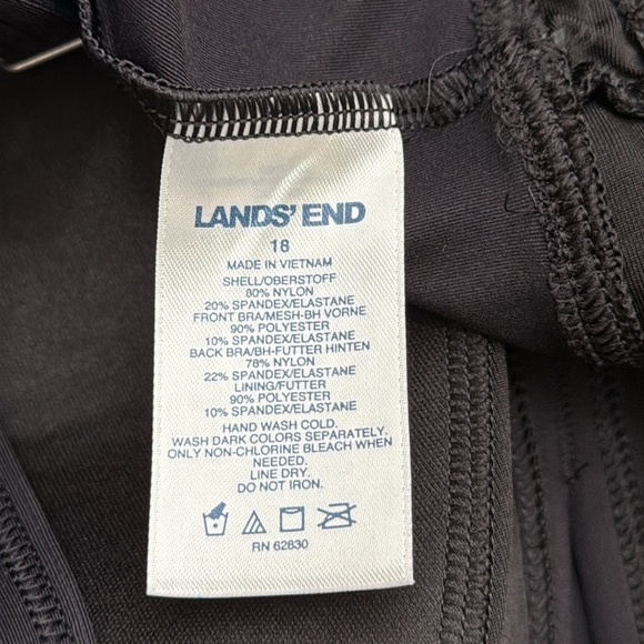 Lands' End Mock Neck High Waist Wireless Black Tankini & Bottom Swimsuit Set 18 - Picture 8 of 10